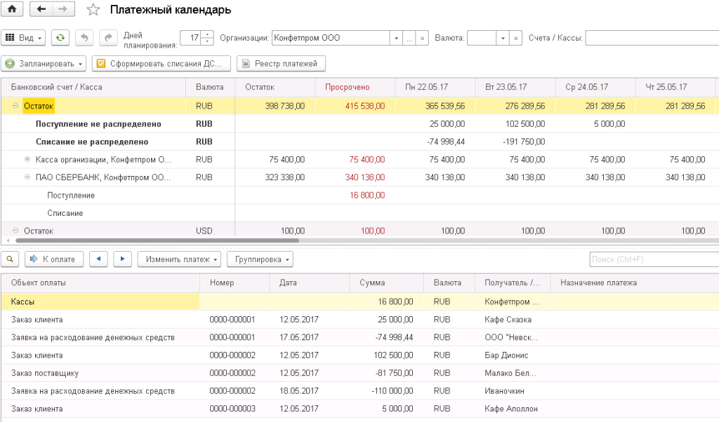 Платежный календарь образец в excel